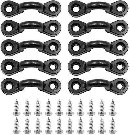 VOANZO 10 STÜCKE Kajak Deck Loops Nylon Pad Eye Tie Down Tragbares Kajak Pad Eye Kit mit 20 Schrauben Kajak für Kajak Kanu Boot