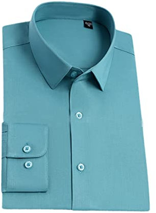 Rfmfkkg Chemise en fibre de bambou lisse pour homme - Sans poche - Manches longues - Coupe standard - Sans repassage, 118-11, M