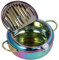 Mokernali Friteuse japonaise Tempura avec thermomètre, Friteuse En Acier Inoxydable,Friteuse Antiadhésive De 3,4 L,Accessoires De Batterie De Cuisine Pour Faire Frire des Ailes De Poulet(irisé)