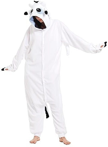 Kidukso Unisex Erwachsene Drachen Onesie Pyjamas Niedliche Tier Nachtwäsche Drache Kostüm Halloween Weihnachten Party Kostüme für Frauen Männer, Weiß S