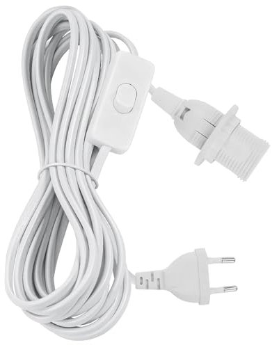 GIGIIS Lampenfassung E14 mit Schalter und Stromkabel 5m Weiß Kabel Steckdose Schalter E14 Fassung Netzkabel Lampenaufhängung für Lampenaufhängung Pendelleuchte Deckenlampe DIY Lampen