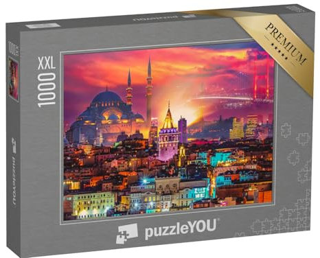 Puzzle 1000 Teile XXL „Wunderschön beleuchtete Skyline von Istanbul, Türkei“ – aus der Puzzle-Kollektion Istanbul
