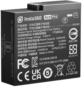 Insta360 Batteria per Ace e Ace Pro, Action Cam, per Fotocamera, Nero