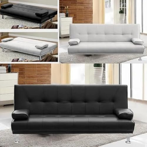 Bagno Italia Schlafsofa, 3-Sitzer, 180 x 97 cm, Kunstleder, Schwarz oder Weiß, Modell Queen