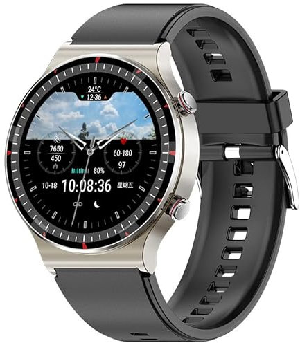 NQYZZFD Smart Watch for Men Women ECG+PPG HRV With Pressure/Oxygen Monitor/Heart Rate/Sleep/Body Temperature Meter,Waterproof Fitness Trackers Smartwatch,A,Silver