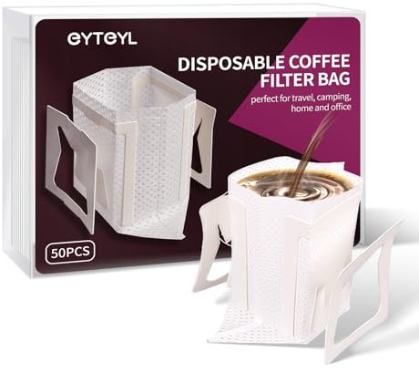 EYTEYL Coffee Filter Paper Drip Coffee, Single Serve, Naturally Filter, Perfect for Travel, Camping, Home, Office (White, 50 PCs)