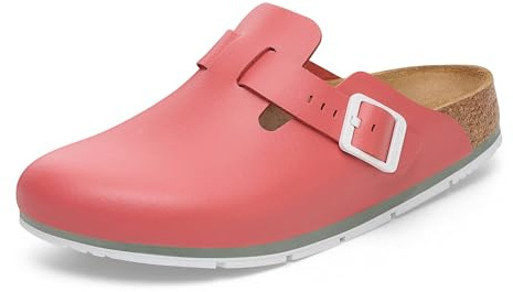 Birkenstock Damen Herren Boston Pro Hausschuhe Leder Pantoletten - Clogs - Zertifiziert nach EN ISO 20347:2043 - Berufsschuhe für Medizin, Gastronomie und Service