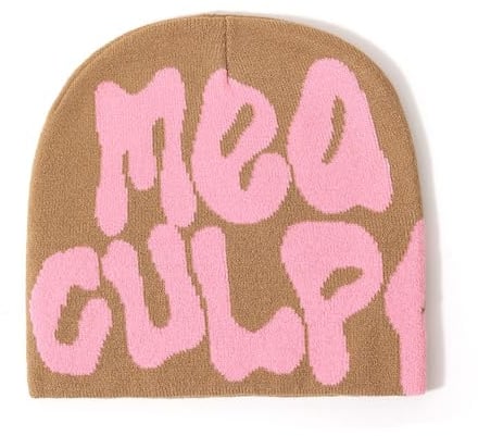 Awesomeapex Grafik MEA Mütze Y2k Frauen, Männer Winter Culpa Mütze, Totenkopf Mütze schwarz weiß