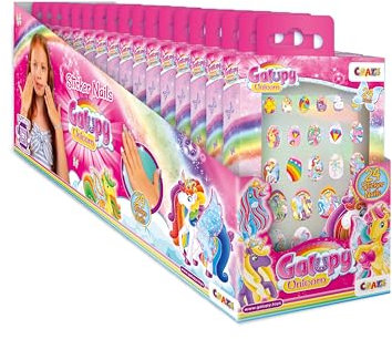 CRAZE Sticker Nails Galupy Unicorn - 432 Stück Nägel Zum Aufkleben für Kinder, Selbstklebende Künstliche Fingernägel, Nagelset Kinder Mädchen