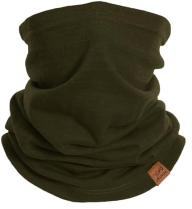 ACUSHLA 100% Merino Wool Neck Gaiter Ski Face Mask Scarf Neck Warmer for Men & Women All Weather, Green 211, 9.4''X19.7''