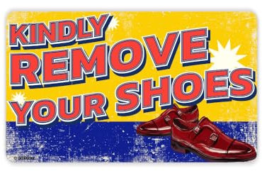 GEEKBEAR Remove Your Shoes Sign - Acrylic, Unique, Durable - 9.8 x 5.9 in (06. Vintage)