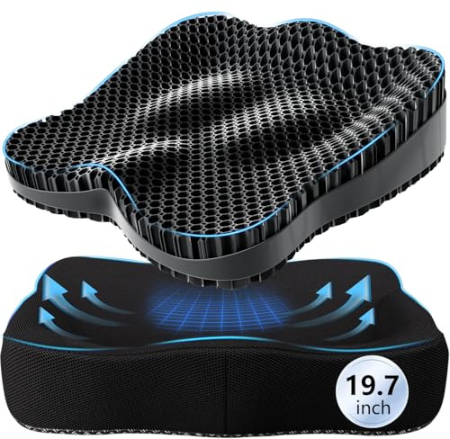 19.7in Thicken Gel Seat Cushion Pressure Relief Cushion for Long Sitting