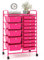 COSTWAY Carrello con 15 Cassetti Impilabili, Carrello di Stoccaggio con Ruote, Carello Portaoggetti per Casa e Ufficio, 63 x 37 x 87 cm (Rosa scuro)