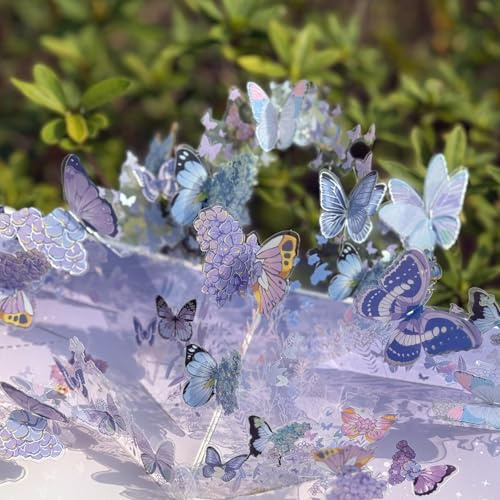 Cyriacus Pop-Up Karte 3D Schmetterlinge für Frau, Lila Fantasy 3D Grußkarte für Muttertag, Geburtstag, Jahrestag, Hochzeit