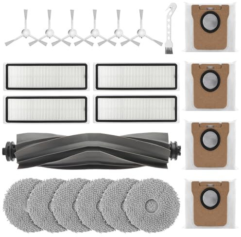 21 Stück Staubsauger Zubehör für Dreame L10s Ultra, L10 Ultra, L10 Prime, Gen 2, für Xiaomi X20+，X10+, 1 Hauptbürste, 6 Wischtücher, 4 Filter, 6 Seitenbürsten, 2 Staubbeutel, 1 Reinigungsbürste