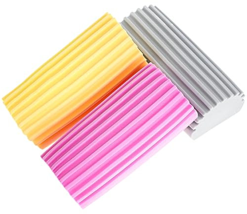 3 Stück Damp Duster,Damp Duster Schwamm,Damp Clean Duster Schwamm,Staubschwamm,Dump Duster,Dusting Sponge,für Fenster, Jalousien,Geländer,Sofas, Türspalten(Grau, Pink, Gelbe)