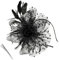 XOKL Fascinator für Hochzeiten, schwarzer Fascinator für Damen, Fascinator-Hut, Teeparty, Netz, Blume, Feder, Perlen, Clip-Stirnband, Cocktailparty-Kopfbedeckung für Damen und Mädchen (schwarz)