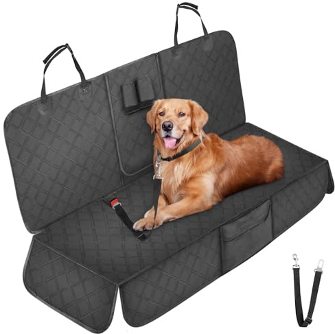 EYPINS Hundedecke Auto Rückbank Kratzfeste, wasserdichte Autoschondecke Hund Rücksitz, rutschfeste, waschbare Hundeschutz Rückbank mit Hundegurt, Innenschutz für Auto LKW SUV| 137x125cm| Universal