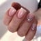 DMQ Square False Nails Short, 24Pcs Pink Gradient French Tip Nude Press on Nails, Glossy Removable Glue on Nail with Diamonds, Acrylic Full Cover Stick on Nail with Glue for Women and Girls