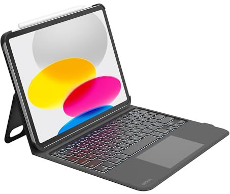 Belkin Pro iPad 10th Generation Keyboard Case with Cradle, Backlit Bluetooth Keyboard, Multi-gesture Controls, Magnetic Apple Pencil Storage, QWERTY, Multimedia Keys for iPad 10.9-inch (10th gen)