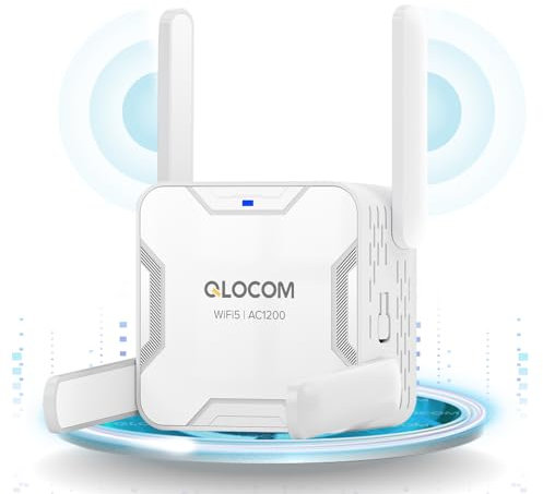 QLOCOM AC1200Mbit/s WiFi Repeater Dualband 2,4GHz+5GHz Mit 4 Antenne asdyuwodbhjw
