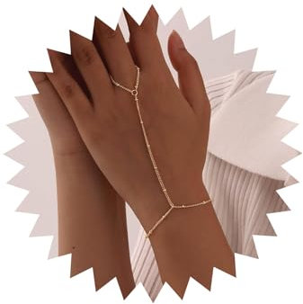 TseenYi Perlen Handkettenarmband Goldfinger Ring Armband kleine Perlenketten Slave -Ketten -Ring -Armbänder Slave Fringer Ringe Hände minimalistische Kettenhandgeschirr Armband