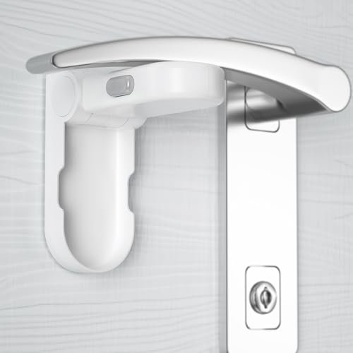 REDTRON Bloqueo de Seguridad para Bebés, Pieza 2 Bloqueo de la Palanca de la Puerta para Niños con 3M Adhesivo, Bloqueo de Seguridad para Puertas, No se necesitan herramientas