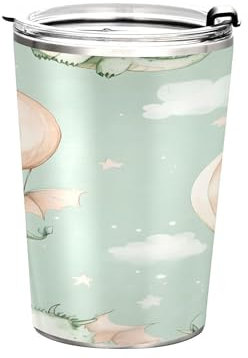Sevdomey Watercolor Dragons Insulated Tumbler 11oz, Vacuum Stainless Steel Travel Mug with Lid & Straw, Hot/Cold Reusable Cup, BPA Free