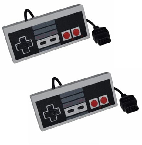 Straße Game 2 Manettes de Jeu Compatible Console Nintendo NES, 1,60m de Câble, Boutons A/B/Start/Select – Gris