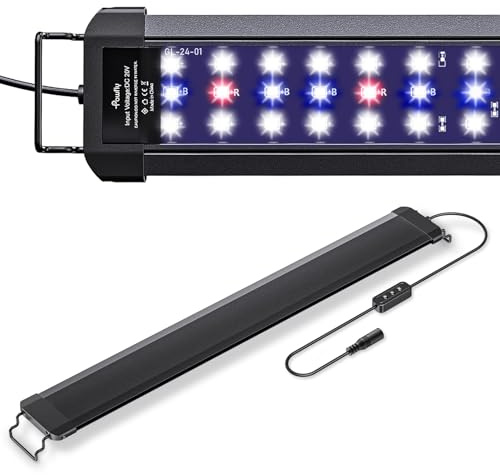 Pawfly Aquarium Light for Plants, 18 W Fish Tank Light, Full Spectrum Aquarium Lights for 60-75 cm Tanks, Extendable LED Fish Lamp with Daytime/Night Modes & Adjustable Brightness for Freshwater