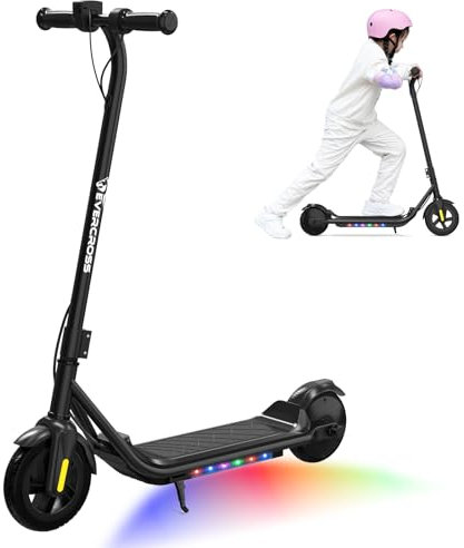 EVERCROSS Elektroroller für Kinder, 7 Leichter Elektroroller für Kinder 6-12 Jahren, Elektroscooter mit 15KM Reichweite und 7-Farbigen Lichtern, E Scooter mit 3 Geschwindigkeitsmodi (8/12/16 km/h)