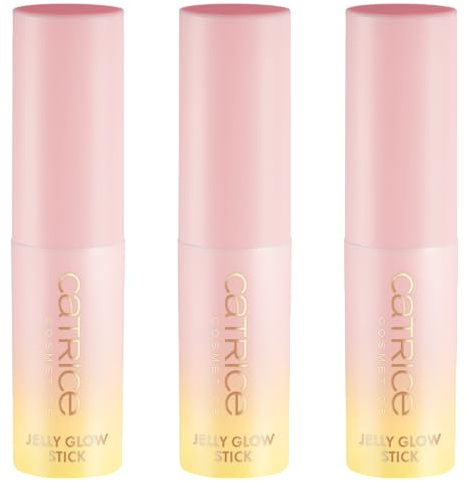 Catrice MIDNIGHT SUN Jelly Glow Stick, Highlighter, Nr. C01, Pink, kühlend, strahlend, schimmernd, gelig, vegan, ölfrei, ohne Parfüm, ohne Alkohol, 3er Pack (3x4g)