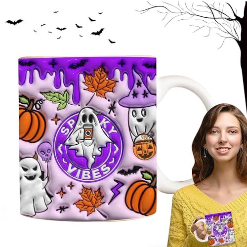 Wisylizv Halloween Mug - Tasse de café d'horreur avec design fantôme 3D | Mougg de thé en céramique pour les boissons effrayantes | Café sur le thème d'Halloween Cupp Ffor Home or | Décoration de