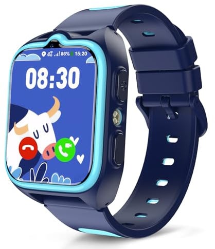 Baolubao Smartwatch Kinder mit SIM-Kartensteckplatz, LBS+WLAN+GPS-Tracker & Telefonfunktion, 1,75 HD Unterstützt 4G, Taschenlampe, Sprachchat, Schulmodus, IP 67, Wecker, Kinderuhr für Jungen 4–12