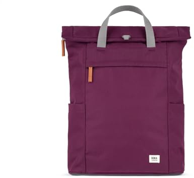 ROKA London Finchley A Large Recycled Canvas Rolltop Rucksack Backpack Cherry Lacquer