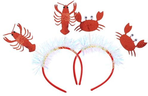 Kostüm Haarband 2stücke Rot Glitter Krabbe Halloween Mottoparty | Leicht, Bequem und Praktisch, für Kostumparty und Karneval, Maritimes Design, 2 Stück