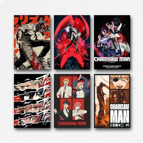 YFKOCTU A Set Of 6 Chainsaw Poster Man Tv Series Comic Horror Collage Vintage Wall Art Canvas Posters Room Decorative Aesthetic Print Decor 08x12inch(20x30cm) Style-2