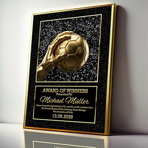 AWARD OF WINNERS | Handball-Auszeichnung, personalisierte Urkunde opt. mit Rahmen | 3 Größen | HQ Druck | Handball Geschenk, Handball-Meister Geschenkidee für Handballerinnen, Sport-Preis Mann/Frau