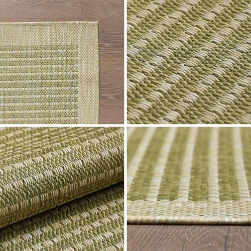 KADIMA DESIGN Teppich Rund Grün 160x160 cm Balkon Terrasse Einfarbig Uni Wetterfest Waschbar Strapazierfähig Fußbodenheizung geeignet Schadstoffgeprüft | Oriana