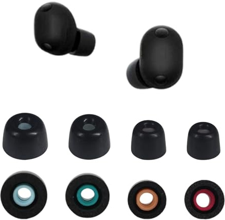 Adhiper Replacement Memory Foam Eartips for Sony WF-1000XM6/WF-1000XM5, 4 Pairs (XS/S/M/L) Noise Isolating Ear Tips with Mesh, Inner Diameter 4.0mm for 4.0-4.5mm Nozzle, Soft Black Sponge (Black)