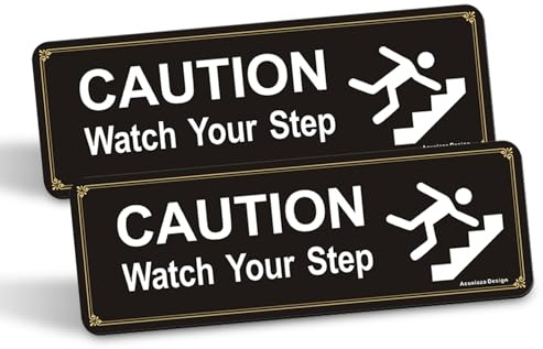 Acuxiaza 2 Pack Watch Your Step Sign, 9x3 Inch Acrylic Mind the Step Sign | Self-Adhesive Warning Sign, Suit for Home, Business, Restaurants and Offices, Easy to Mount, Black