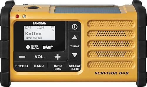 Sangean MMR-88 Survivor M8 Radio - Tragbares Notfall radio - Kurbelradio mit Notsummer und LED Taschenlampe - Schwarz/Gelb