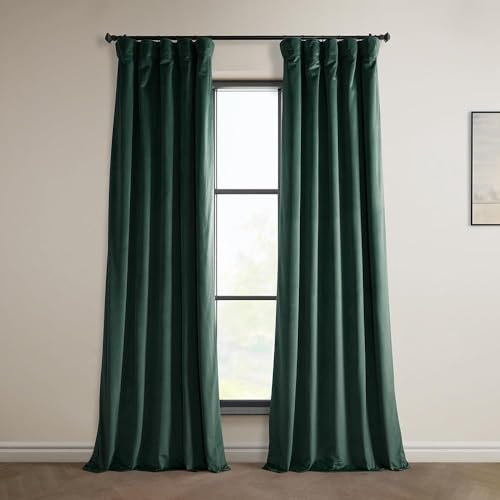 HPD Half Price Drapes Heritage Rideaux occultants en Velours Pelucheux pour Chambre à Coucher et Salon 127 x 243 cm (l x L) - 1 Panneau - Vert forêt