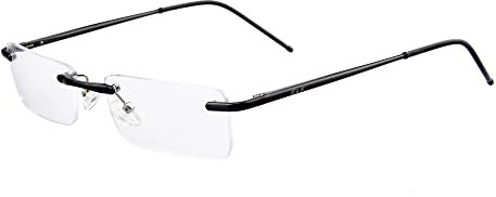 Edison & King Randlose Lesebrille Clarity – EIN Schmuckstück mit Premiumgläsern inkl, Blaufilter (Schwarz, +2,50 dpt)