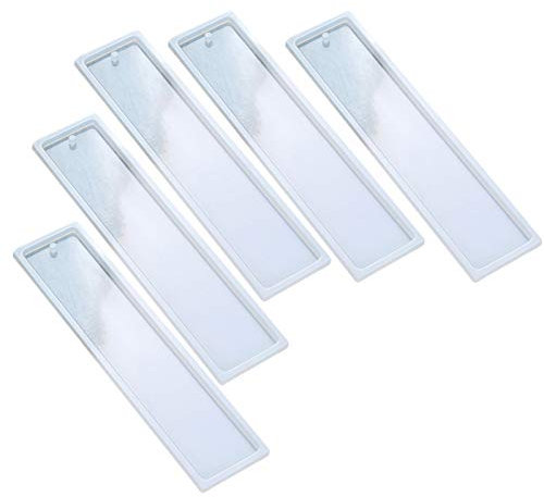 Lot de 5 moules rectangulaires en silicone en résine pour signets, fabrication de bijoux, fabrication de marque-page, transparent