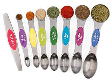 Die Menge an magnetischem Edelstahl-Löffel, mit einer Glättmaschine 8 Sets, einfache Installation und Entfernung, ist geeignet für die Messung von Flüssigkeiten und trockenen Materialien.