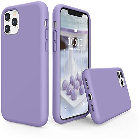 SURPHY iPhone 11 Pro Max Silicone Case - Liquid Silicone Rubber with Soft Microfiber Cloth Lining - Full Body Shockproof Case for iPhone 11 Pro Max 6.5 - Light Purple