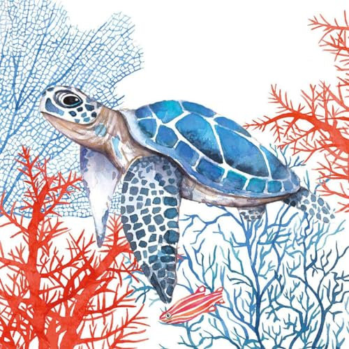 20 Servietten Schildkröte im Ozean | Tischdeko | Decoupage | Serviettentechnik 33x33cm