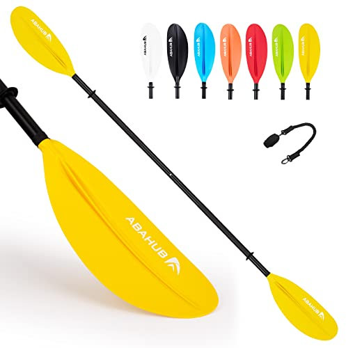 Abahub 218/230/241cm Kajak Paddel Aluminium Doppelpaddel mit Paddelleine für Kajakfahren Ruderboot Kanusport Aluminiumlegierungs Schaft Kunststoff Klingen Schwarz/Weiß/Rot/Blau/Grün/Orange/Gelb