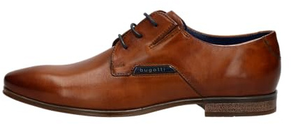 bugatti Herren Business Halbschuh aus Hochwertigem Leder, Derby im Minimalistischen Design, Cognac, 40 EU